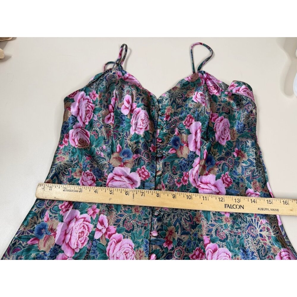 Victoria's Secret VTG Medium Gold Label Satin Floral Rose Nightie Slip Dress EUC - Picture 9 of 10